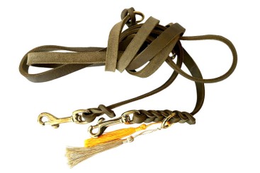 Fettlederleine | Messing  OLIVE
            