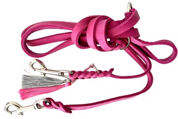 Fettlederleine | Chrom | Pink 