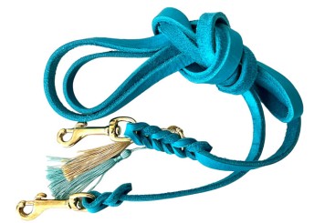 Fettlederleine | Messing | Türkis 