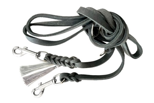 Fettlederleine | Chrom | Schwarz 