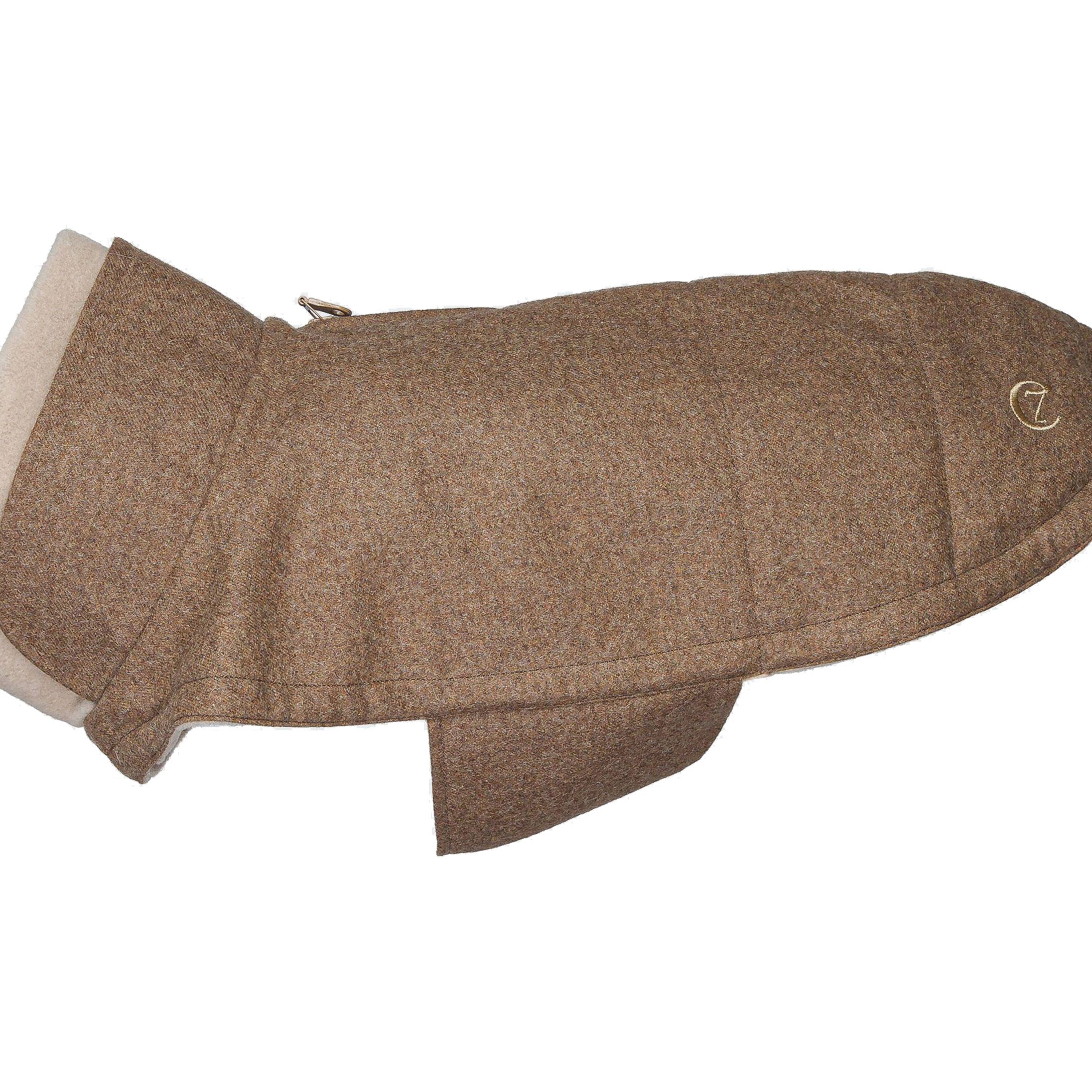 FouFou Dog Chelsea Coat Hundemantel Größe L, Braun - Gefüttert, Mit Kapuze & Taschen, Klettverschluss